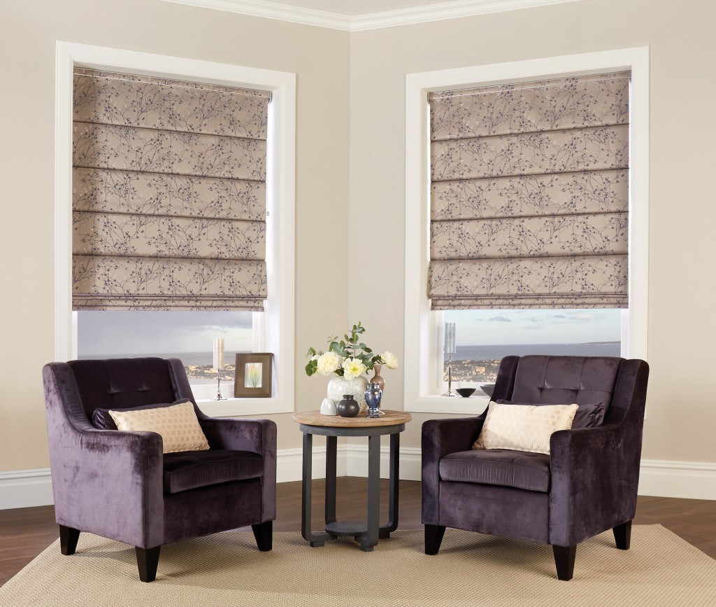 Roman Blinds with chairs in living room