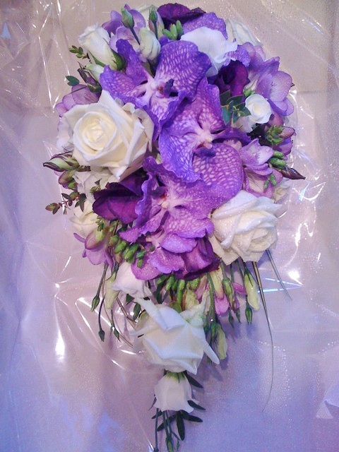 Teardrop with Orchids Wedding Flowers